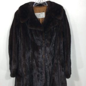 Classic MINK fur jacket dark brown Women's Medium coat 567